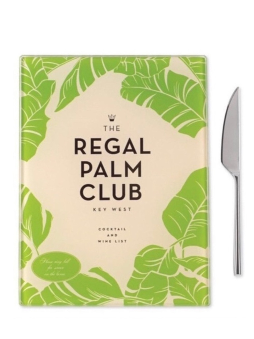Kate Spade Putting on the Glitz Regal Palm Club Glass Cheese Board and Knife Set